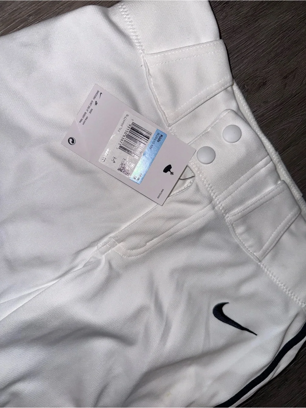 Nike Kids White Jogger Pants with Black Side Stripe